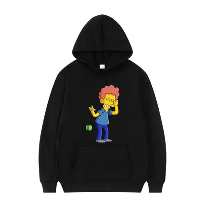 Disney The Simpsons Funny Pattern Casual Hooded Tops Men Woman Loose Comfortable Winter Black Sports Pullovers Fashion Clothing