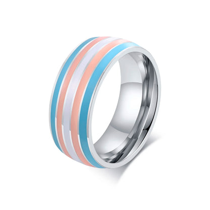 Stainless Steel Lesbian LGBT Ring for Women Couple , pride Love Promise Band Stripe Flag Color Engagement Rings