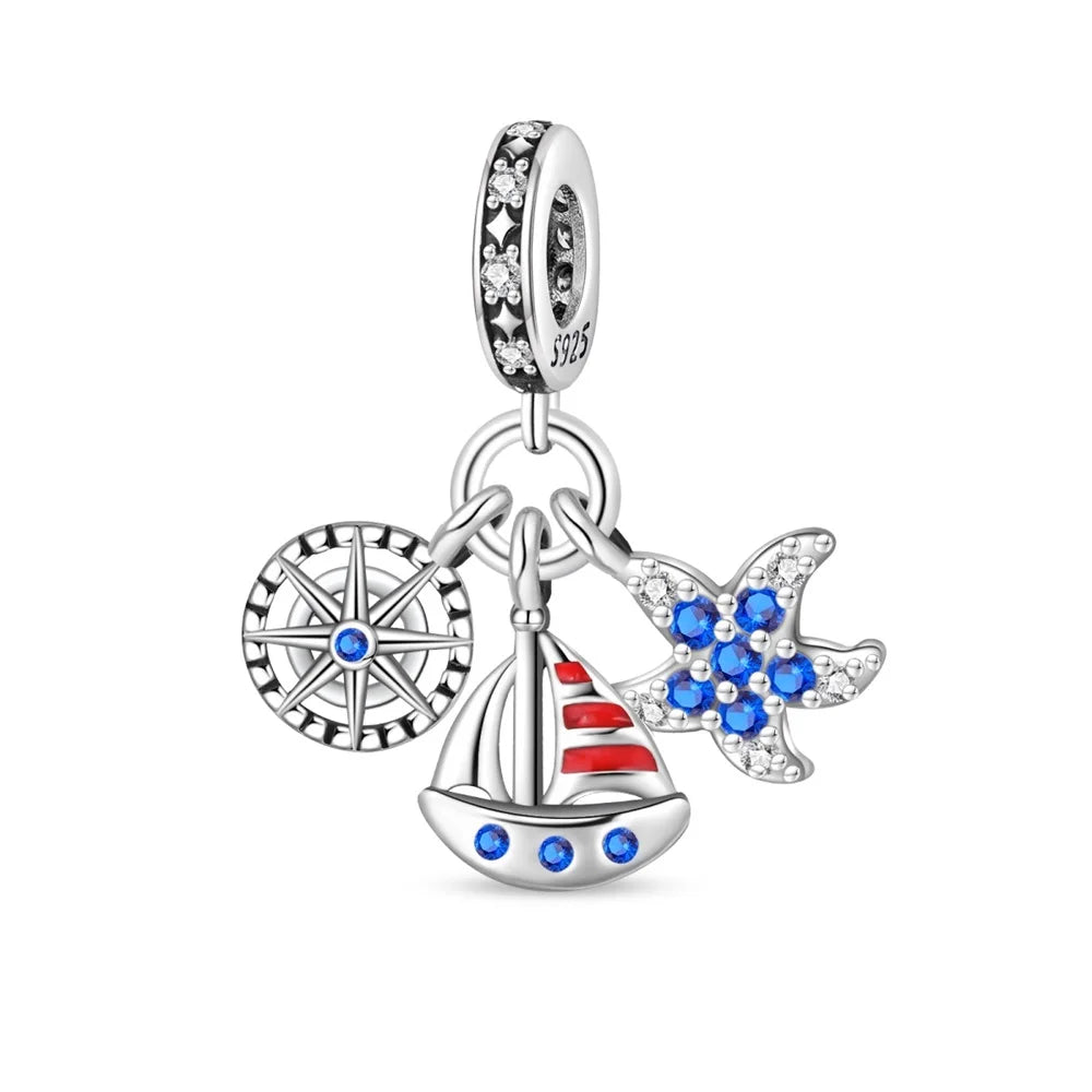 Leisurely 925 Sterling Silver Beach Trip Hawaiian Bikini Surf Coconut Tree Charm Fit DIY Bracelet Necklace Travel Souvenirs