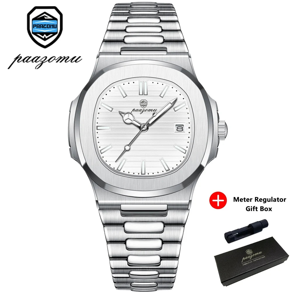 PAAZOMU Top Luxury Brand Man Watch Sports Waterproof Luminous Date Men Wristwatch Square Dial Quartz Men's Watches High Quality