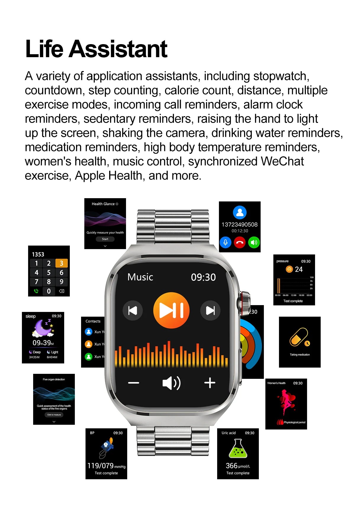 2025 New Smart Watch 2.04-inch AMOLED Screen Bluetooth Call IP68 Waterproof 650mA Sports Smartwatches Men Android Military-Grade