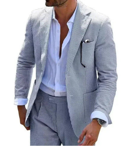 2025 Spring New Men Digital Print Casual Suit Set Jacket Pants Two Piece Cross Border Trade