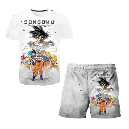 Fashion Dragon Ball Z Tshirt Set Kids Vegeta Boys Clothes Girls Mens Women T-shirt Suit Trucksuit Clothes 3d Goku Short Sleeve