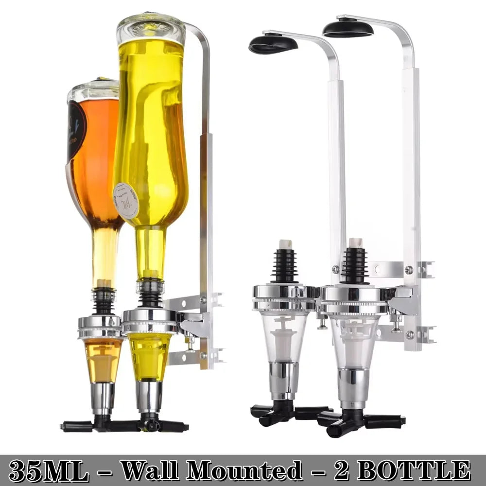 Alcohol Liquor Dispenser 1-6 Bottle Wall Rotating, Mounted Cocktail Shaker Stand Whisky Wine Beer Alcohol Bar Beverage Dispenser