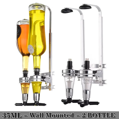 Alcohol Liquor Dispenser 1-6 Bottle Wall Rotating, Mounted Cocktail Shaker Stand Whisky Wine Beer Alcohol Bar Beverage Dispenser