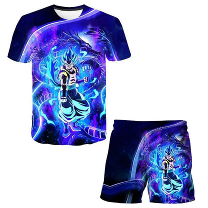 Fashion Dragon Ball Z Tshirt Set Kids Vegeta Boys Clothes Girls Mens Women T-shirt Suit Trucksuit Clothes 3d Goku Short Sleeve