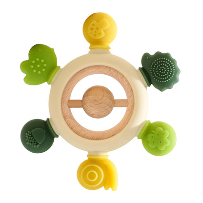 1pc Baby Teether Music Rattles for Kids Animal Crochet Rattle Elephant Giraffe Ring Wooden Babies Gym Montessori Children's Toys