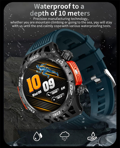 Smart Watch Men With LED Lighting Compass Sports Fitness Tracker Watch IP68 Waterproof Bluetooth Talk SmartWatch For Android IOS