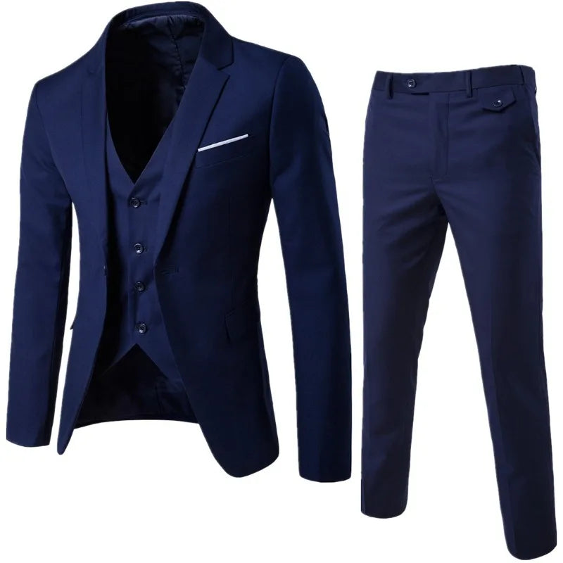 Business Casual Men's Two-Piece Suit Set Wedding Groomsmen Pure Color Formal Wear Spring Summer Autumn Winter New Arrival