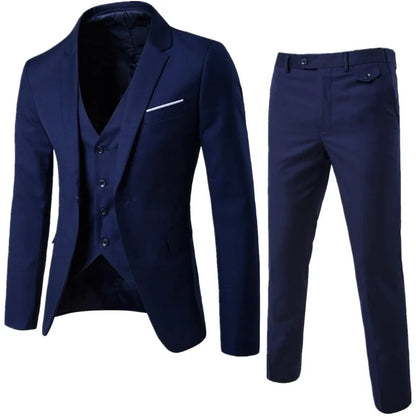 Business Casual Men's Two-Piece Suit Set Wedding Groomsmen Pure Color Formal Wear Spring Summer Autumn Winter New Arrival