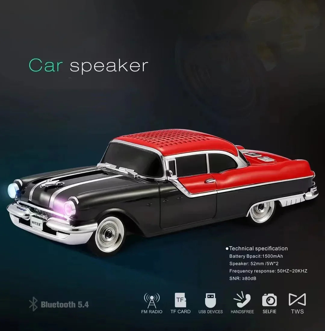 Wireless Bluetooth Computer Speaker Classic Car Shaped with Subwoofer TF Card U Disk FM Radio AUX TWS Multifunctional Sound Box