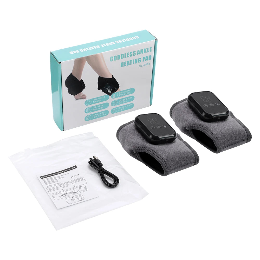 Electric Ankle Heating Massage Hot Compress Vibration Foot Massage 3 Heating Level Ankle Joint Brace Wrap Foot Warmer Massage