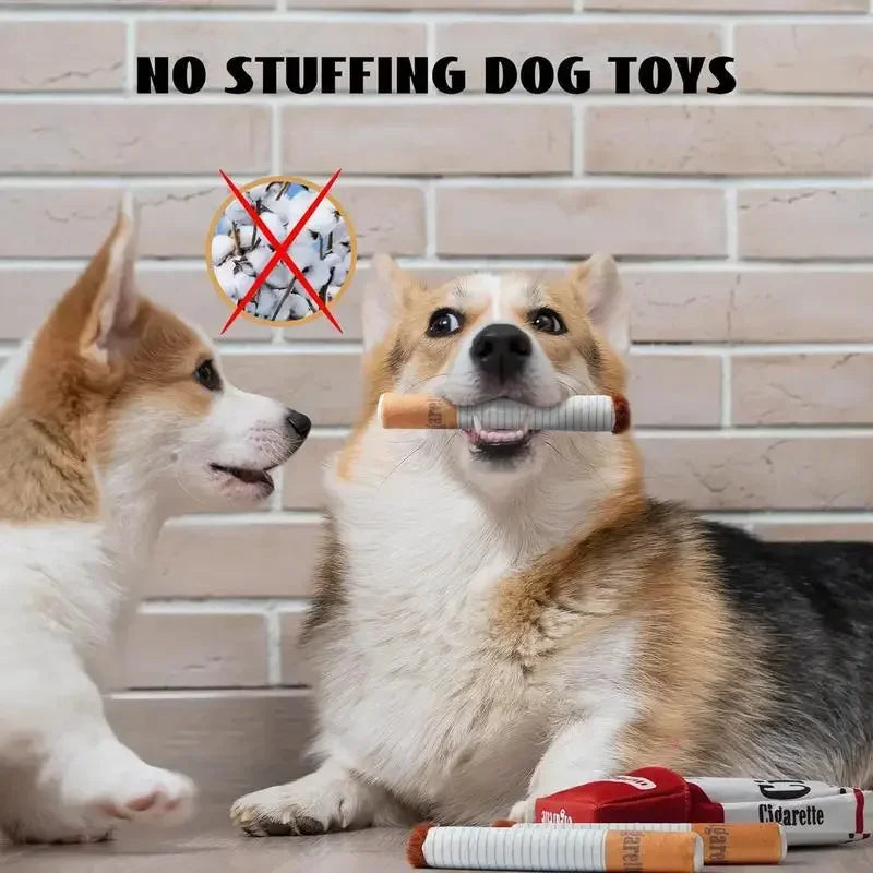 Funny Plush Interactive Cigarette Dog Toy - Good for Chewing A Giggle Gift Box for Dogs Who Love to Play! Accessories Toys Pet