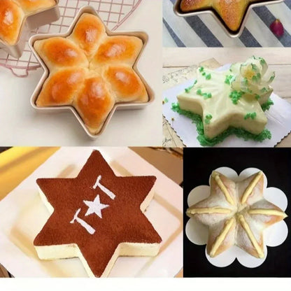 1PC hexagonal non stick bread mold snowflake shaped cheese mousse sponge cake creative face mold baking tray