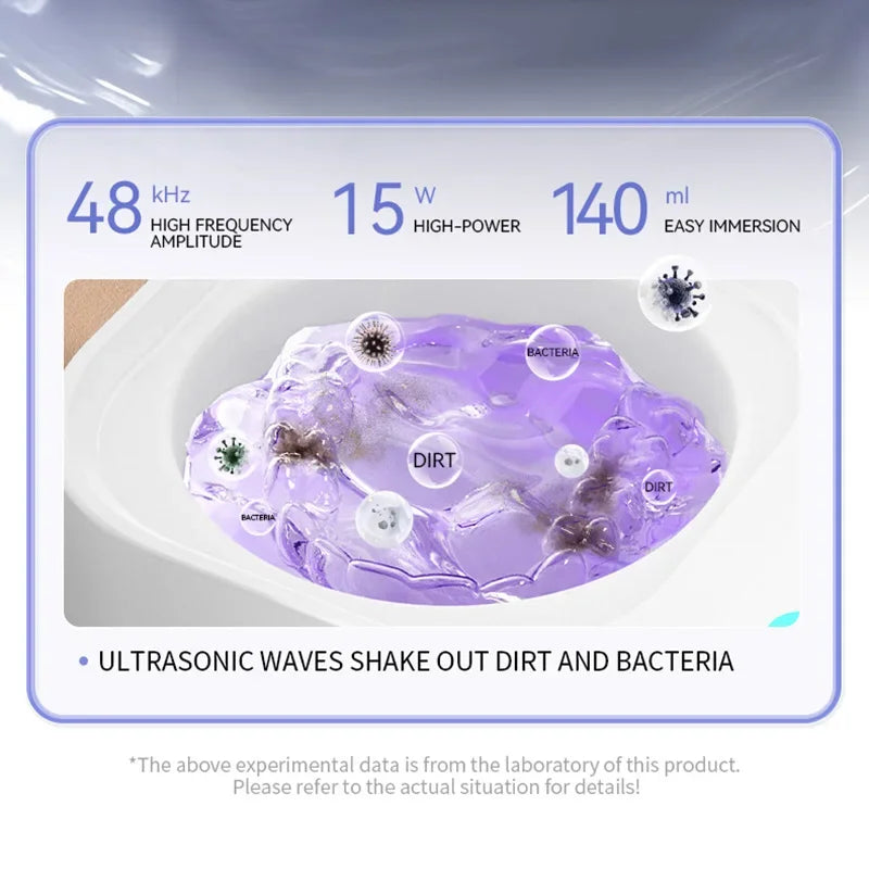 2026 New 48KHz Ultrasonic Cleaner UV Sterilization For Dentures Jewelry Glasses Home Use 99.9% Disinfection 5 Mins Fast Cleaning