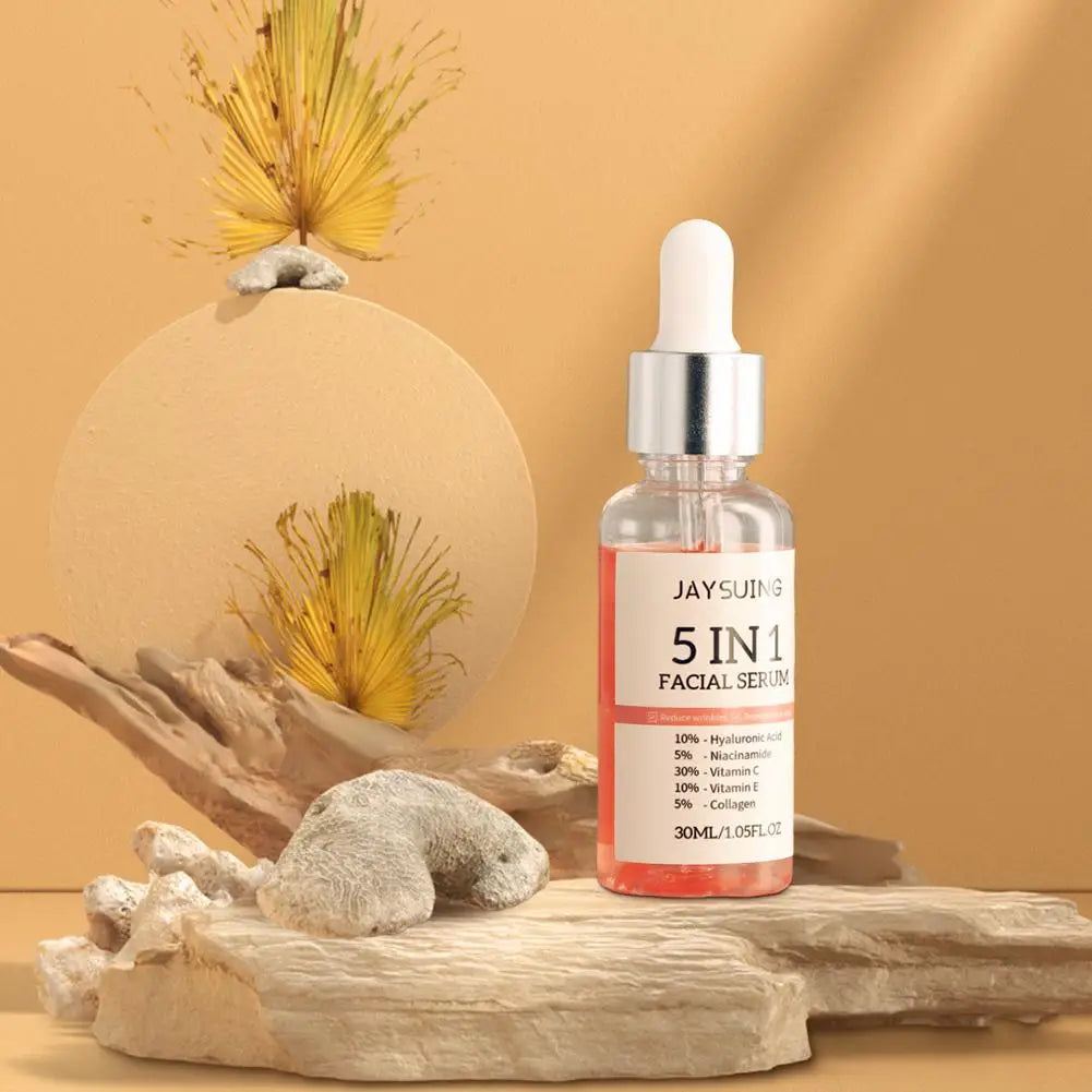 5-in-1 Face Serum 30ml - Moisturizing, Whitening, Anti-Wrinkle, Anti-Aging, Vitamin C & Hyaluronic Acid for Pore Minimizing
