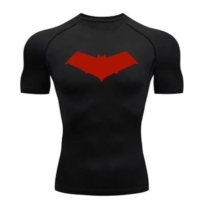 Bat Print Men's Compression T-Shirt Quick Dry Gym Workout Top | Summer Fitness Rashguard for Running & MMA ZY0037