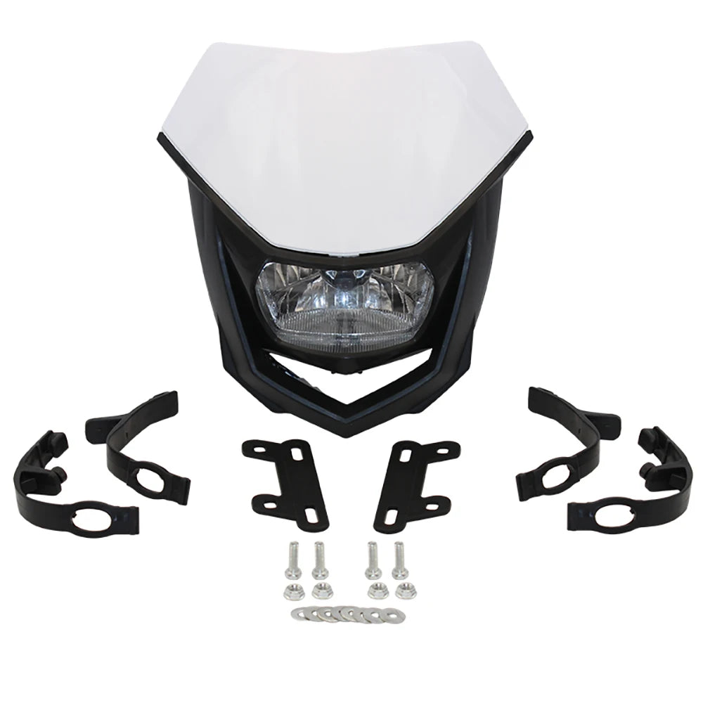 35W Motorcycle Headlight Plate Mask Fairing H4 Headlamp For Yamaha Honda Suzuki Enduro Motocross Dirt Bike Modified Accessories