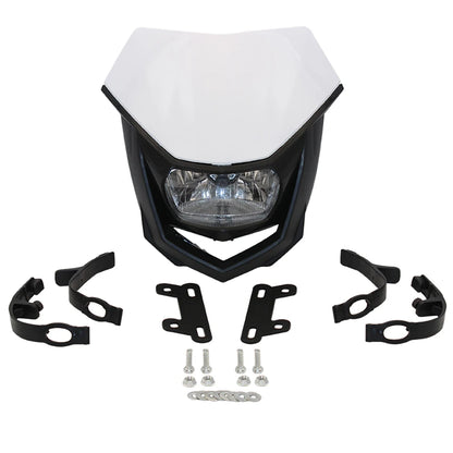 35W Motorcycle Headlight Plate Mask Fairing H4 Headlamp For Yamaha Honda Suzuki Enduro Motocross Dirt Bike Modified Accessories