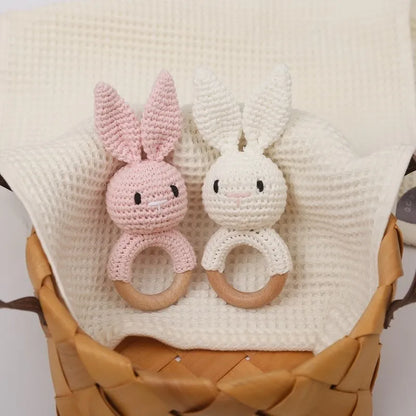 Wooden Rattle Baby Teether for Kids Teething Rings Animal Crochet Rattle Elephant Wooden Babies Gym Montessori Children's Toys