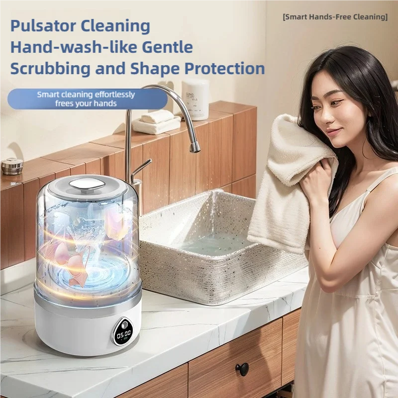 TINSOL New Mini Portable Washing Machine USB Charging Support Silent Fully Automatic Wash Essential for Dorms and Travel