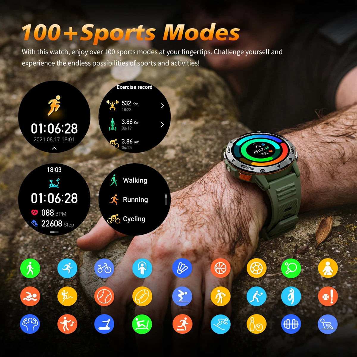 2025  Smart Watch Wireless Calling Weather Forecast Magnetic Charging Waterproof LED Flashlight Men smartwatch For Android IOS