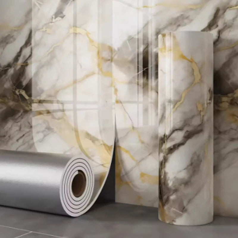 1 Roll Marble Thick Foam Bedroom Wallpaper Imitation Tile Self-Adhesive Bathroom Waterproof Wall Sticker Living Room Decoration