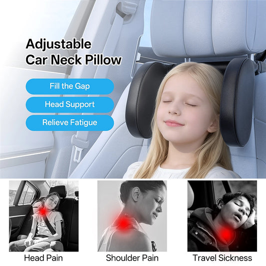 Ergonomic Car Side Sleep Pillow, Durable PVC Leather Memory Foam Headrest Pillow, All-Season Comfort Pillow for Travel Napping R