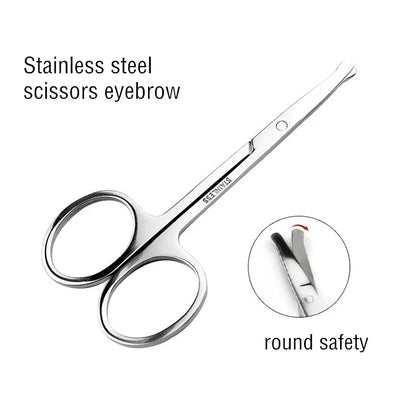 Stainless Scissor Beauty Nose Hair Trimmer Scissors Eyebrow with Sharp Head Steel Round Safety Scissors Eyebrow Makeup