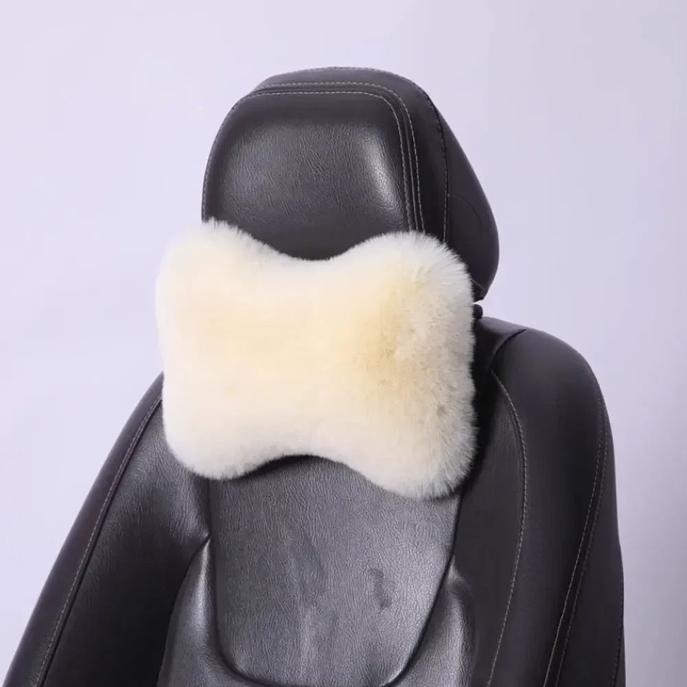 Winter Car Seat Neck Rest Pillow Plush Car Headrest Plush Cushion Warmth and Comfort Universal Lumbar Pillow Support Accessories