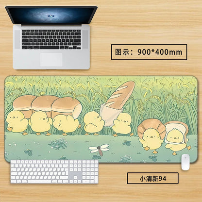Green Aesthetic Mouse Pad - XXL Cute Desk Mat for Girls, Non-Slip Keyboard Surface for Office & Home, Soothing Pastel Design