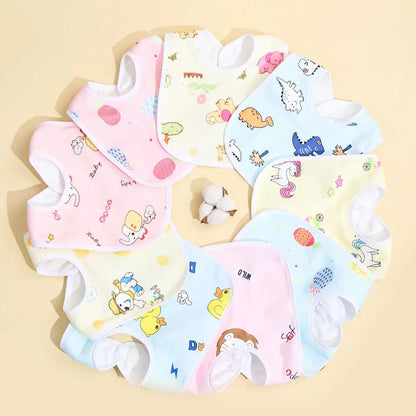 Random 4/6/8/10PCS Baby Bibs Cotton Waterproof Bib Children Feeding Clothes Protection Kids Toddler Scarf for Newborns Boys Girl