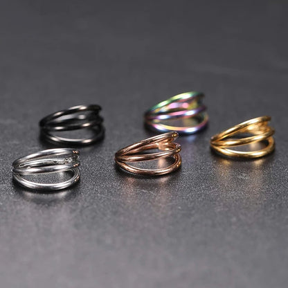 316L Surgical Steel Segment Tragus Helix Cartilage Earring Nose Ring Septum Clicker Conch Three Layers Nostril Piercing Jewelry