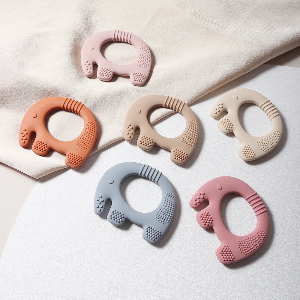 2024 new elephant shape silicone teether Food Grade cut chubby elephant baby Teething toy