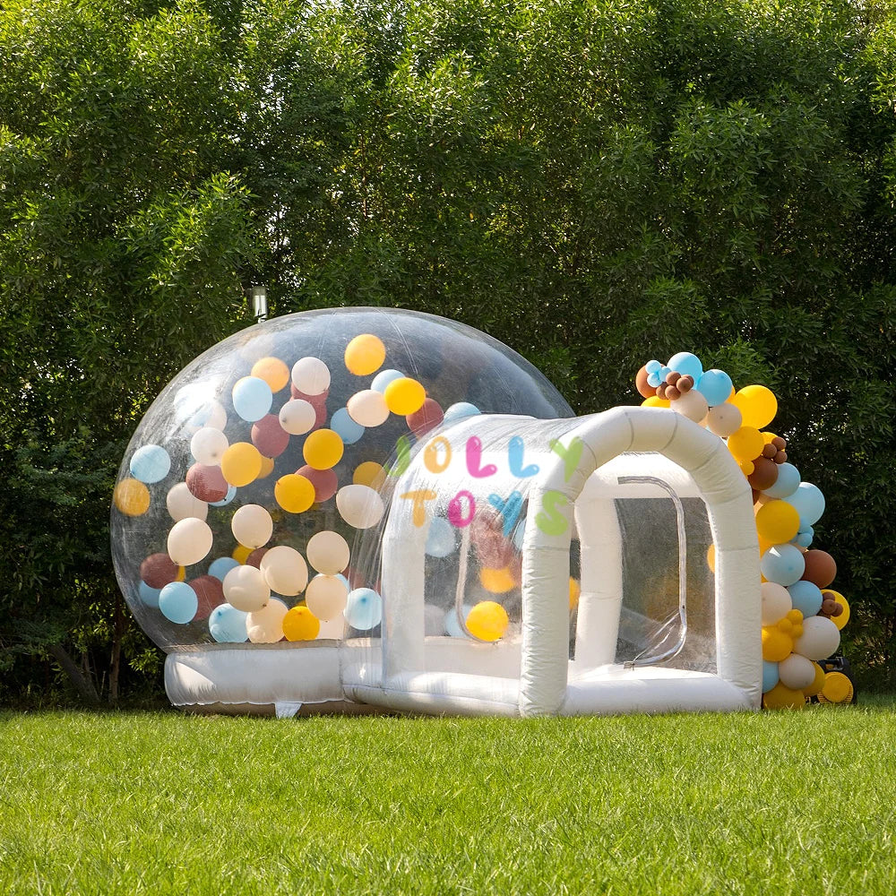 JOLLY TOYS Balloon Inflatable Bubble House with Trampoline and Transparent Dome PVC Material with Blower for Children Birthday