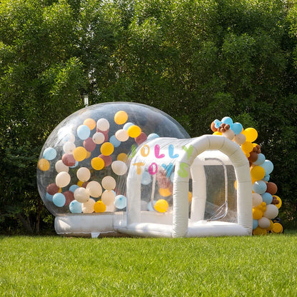 JOLLY TOYS Balloon Inflatable Bubble House with Trampoline and Transparent Dome PVC Material with Blower for Children Birthday