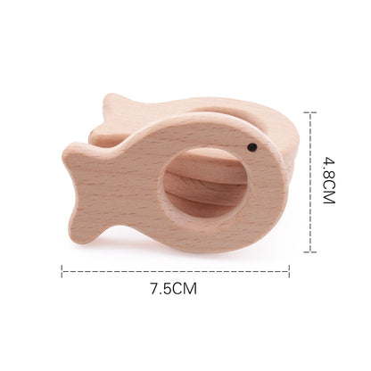 10pc Baby Wooden Teether Beech Bee Pacifier Teeth Pendant Wooden Baby Gym Toys Montessori Animals Baby Products Newborn Gift Kid