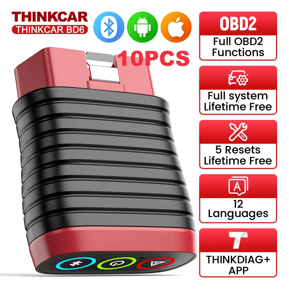 THINKCAR BD6 OBD2 Scanner Full System Diagnostic OIL IMMO ETS BLEED Brake Reset Lifetime Free All Auto Car Via THINKDIAG APP