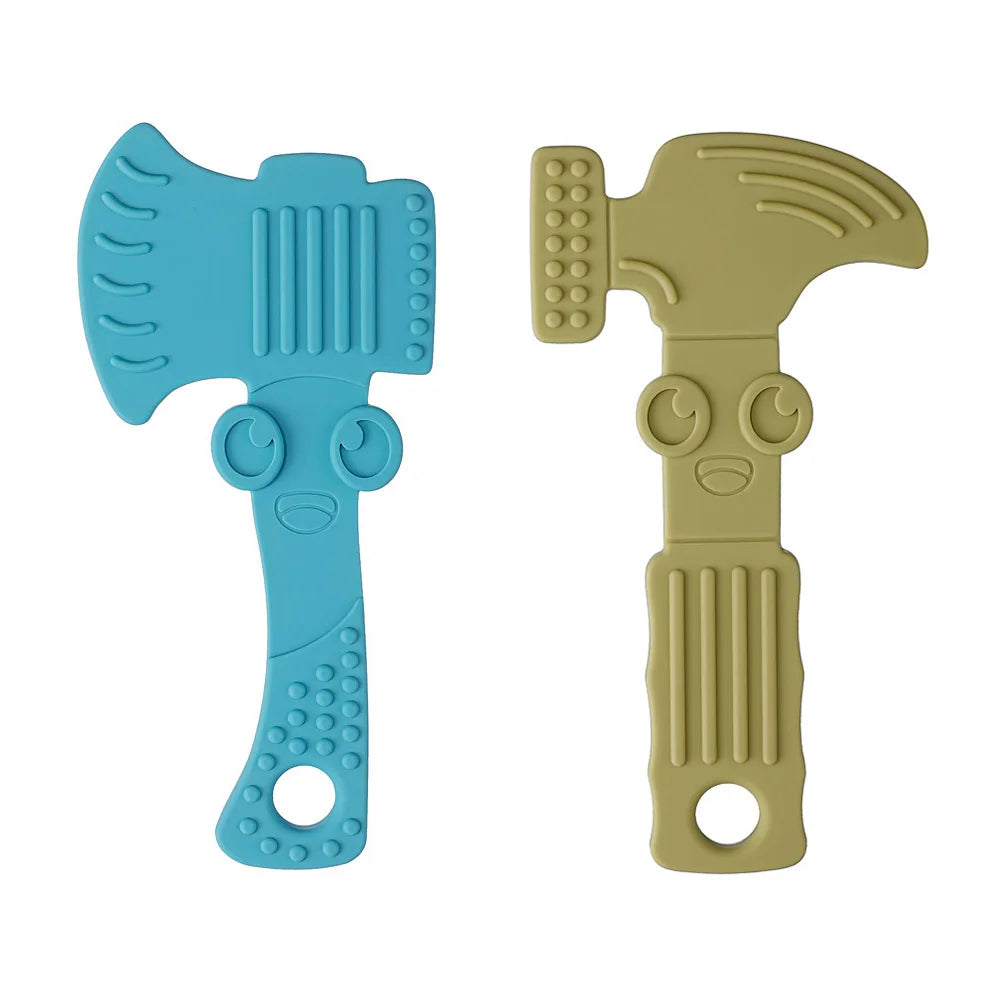 2Pcs Baby Silicone Teether Wrench Tools Baby Necklace Pendant Silicone Teether Baby Chewing Toy Kids Sensory Educational