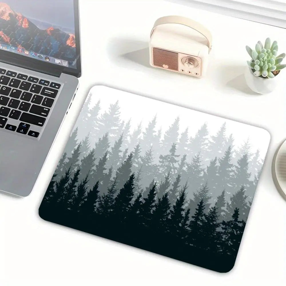 18x22cm Small-sized Gaming Mouse Pad, Black and White Jungle-style Design,laptop Office Pad, Suitable for Office,home,and Gaming