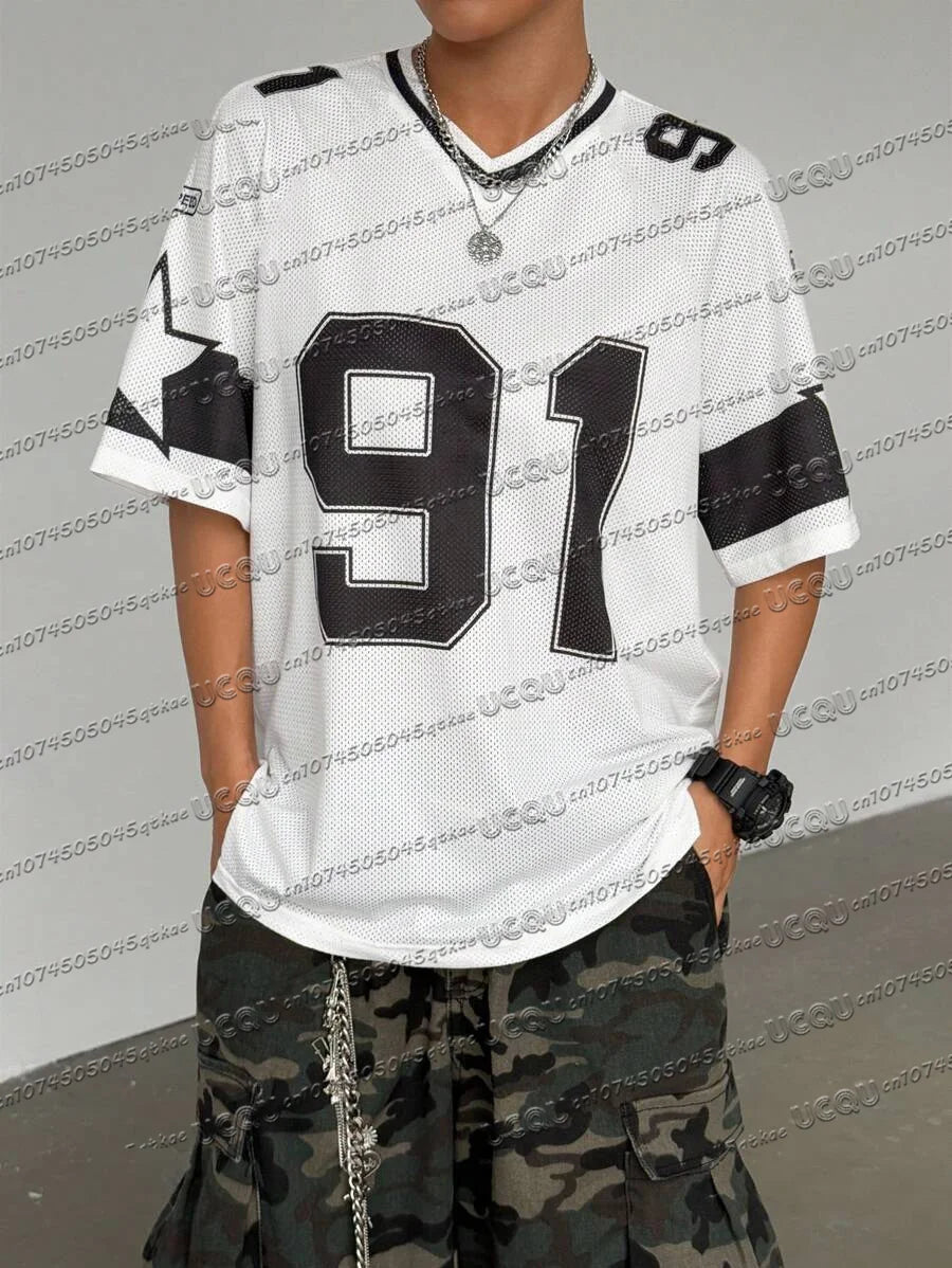 Women'S Summer Refreshing Mesh Jersey T-Shirt With 23 Digital Print Short Sleeved Loose&Sexy Versatile Street Wear Women'S Top