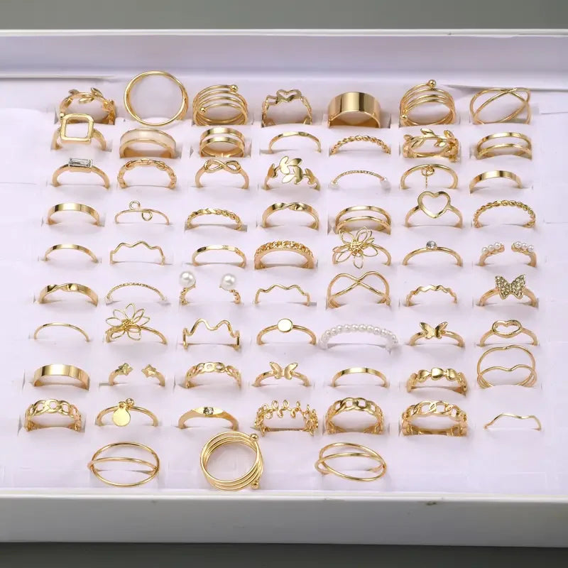 30Pieces Fashion Butterfly Geometric Hollow Ring Set For Women Mix Style Trendy Jewelry Perfect For Daily Wear Party Gifts