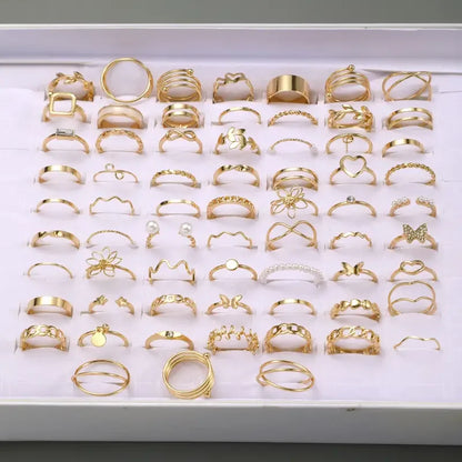 30Pieces Fashion Butterfly Geometric Hollow Ring Set For Women Mix Style Trendy Jewelry Perfect For Daily Wear Party Gifts