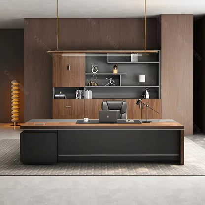 Large Luxury Wood Office Desk Organizer Drawers Executive Conference Computer Desk Reception Wooden Escritorio Oficina Furniture