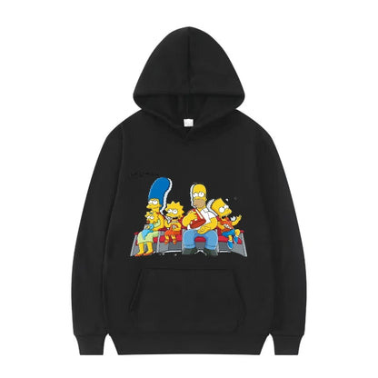 Disney The Simpsons Funny Pattern Casual Hooded Tops Men Woman Loose Comfortable Winter Black Sports Pullovers Fashion Clothing