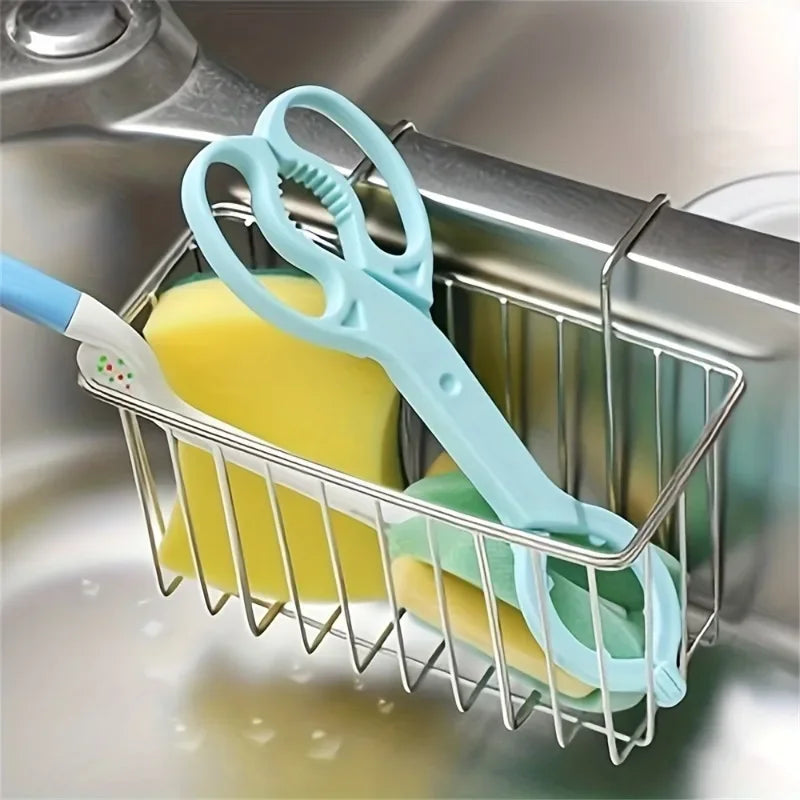Sponge Holder, Brush and Soap Dishwashing Liquid Drainer Basket - Essential Kitchen Accessory for Easy Cleaning and Organization