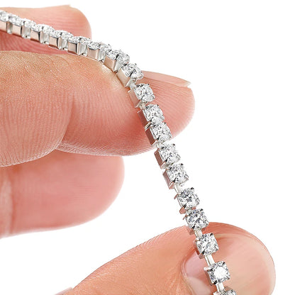 KNOBSPIN 3.84-6.4ct D VVS1 Moissanite Tennis Bracelet 2.5mm/3mm s925 Sterling Silver Elastic Tennis Bracelets for Women Men