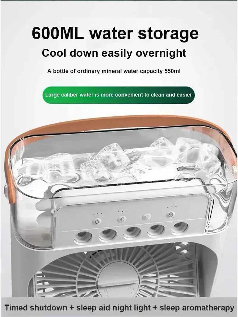 Home - Friendly Portable Fan Air Conditioner: 3 - in - 1 Design with Humidifier USB Electric LED Night Light