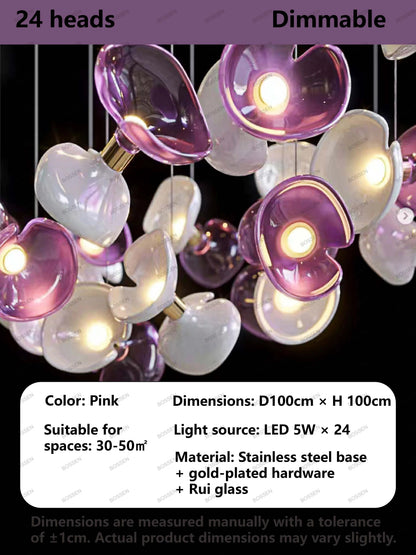 BOSSEN Light Luxury Dimmable Green Crystal Glass Chandelier Pendant Light White Gold Stainless Steel for Living Room decor