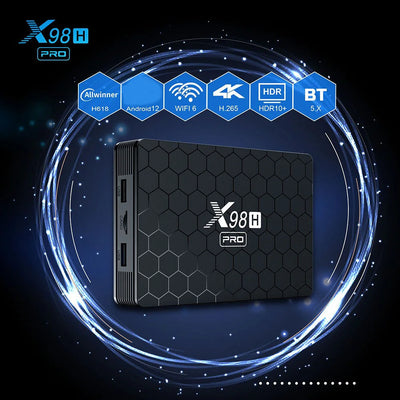 X98H Pro Smart TV Box Android 12.0 6K 2.4&5G WiFi6 BT 1000M LAN Google Voice Assistant Allwinner H618 TV Box X98HPro Set Top Box